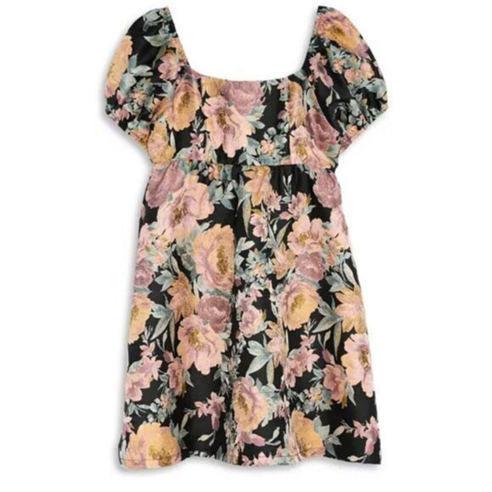 Aqua Girl Black, Pink and Yellow Floral Dress Size XL 14/16